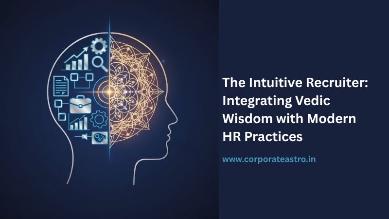 A professional HR manager reviewing a candidate's file, while a subtle, glowing geometric pattern representing Vedic insight emanates from the page, symbolizing enhanced intuition.